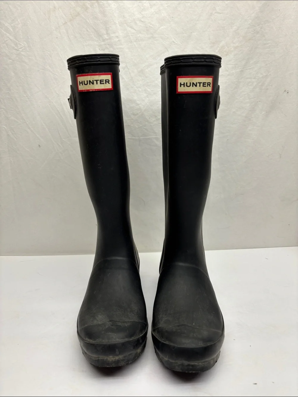 Hunter Black Knee-High Waterproof Rain Boots, SZ 5 for big girl 1(BA)